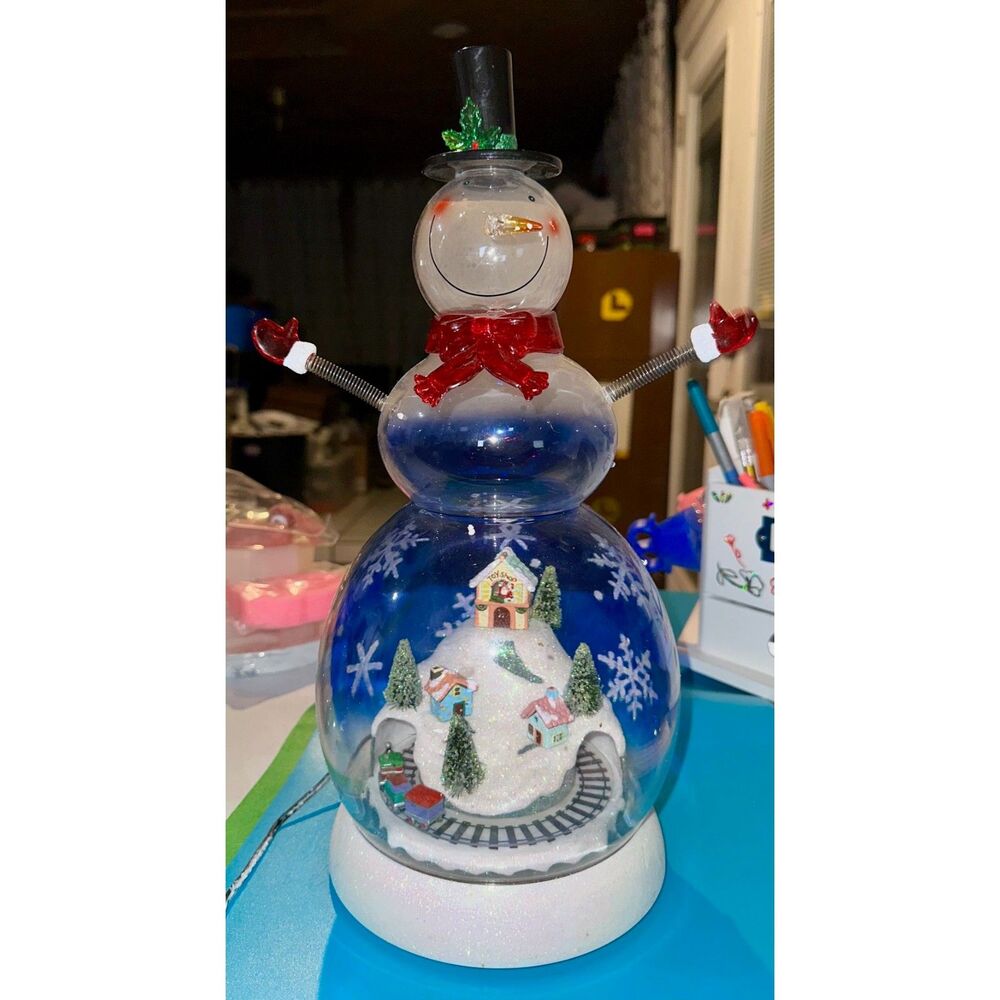 JCPenney Home Collection Lighted Acrylic Snowman Animated Train Village Musical